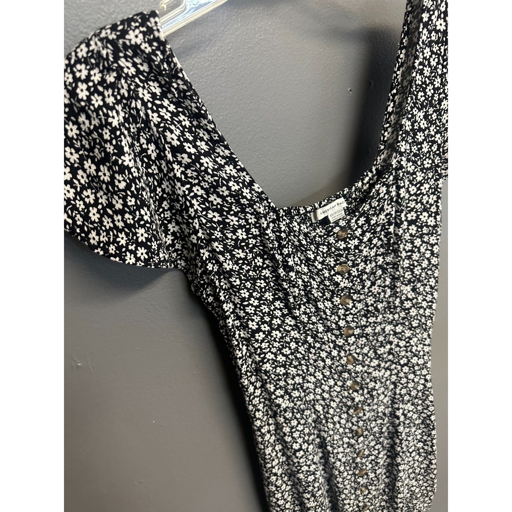 American Eagle Sundress Womens XS Floral Black Boho Mini Cottagecore Dress